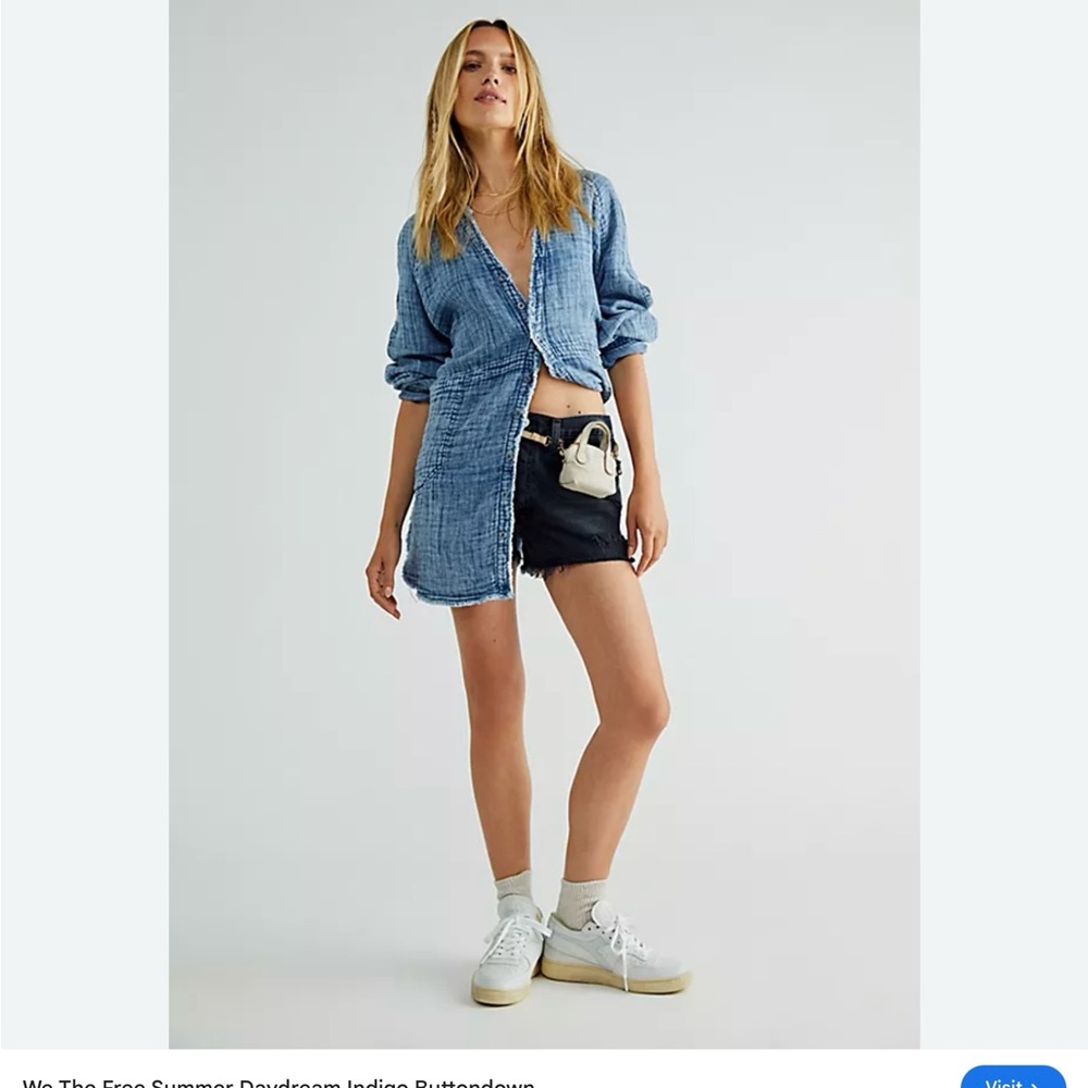Free People/ We The Free Summer Daydream Indigo Button Down Size Large